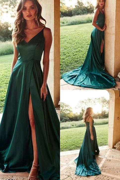 Green simple deals prom dress