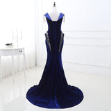 Elegant Mermaid Cap Sleeve Sequins Beading Velvet Court Train Prom Dress WH22247