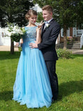 Chic Bateau Sleeveless Floor-Length Backless Beading Prom Dress with Bow PM599