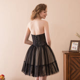 Elegant A Line Strapless Black Lace Homecoming Dress WH15601