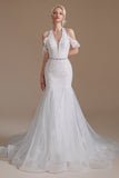 Gorgeous Mermaid Lace Off The Shoulder Tulle Wedding Dress