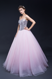 Ball Gown Strapless Sequins Tulle Floor length Prom Dress Party Dress WH30287
