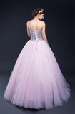 Ball Gown Strapless Sequins Tulle Floor length Prom Dress Party Dress WH30287