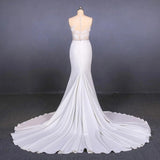 Mermaid Sheer Neck Mermaid Long Wedding Dress with Appliques Wedding Gowns W1149