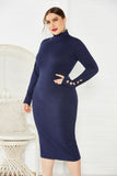 Fashion Sweater Maxi Dress Long Sleeve Mermaid Fit High Neck Knit Dress FP8002