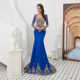 Stunning Mermaid Long Sleeve Beading Satin Prom Dress With Long Dress Shawl WH59323