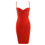 Sexy Red Spaghetti Straps Beaded Bandage Homecoming Dresses