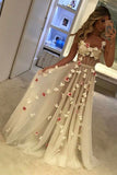 A-Line Tulle Sweetheart Spaghetti Straps Pretty Appliques Backless Prom Dresses UK PH344