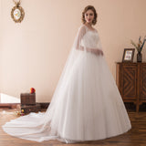Gorgeous Ball Gown Ivory Lace Floor Length Wedding Dress With Dress Shawl WH35607
