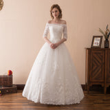 Elegant Ball Gown Off The Shoulder Ivory Lace Wedding Dress WH30608