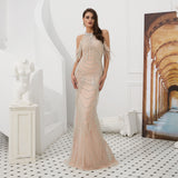 Shiny Mermaid Halter Beading Tulle Prom Dress WH99316