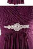 V-Neck A Line Knee Length Chiffon Bridesmaid Dress PM477