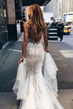 Luxurious Mermaid Long V-Neck Open Back Wedding Dresses