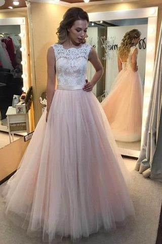 Charming Long Tulle Lace Elegant Evening Dress Prom Dress