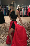 Black Red Shorts Two Piece Prom Dresses