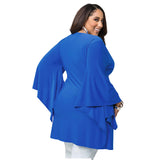 Royal Blue Long Sleeve V-Neck Stretchy Casual Dresses FP2560