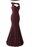 Burgundy Applique Long Mermaid Prom Dress PM570