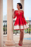 Sexy Red A Line Long sleeves Lace Short Homecoming Dress
