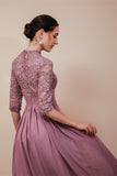 Sheath Half Sleeves Appliques Chiffon Long Prom Dresses WH351035