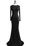 Long Sleeve Sheath Backless Prom Dress Party Dress