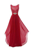 Round Neck Chiffon Lace Long Prom Dress