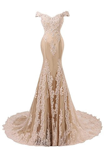 Mermaid Lace V-Neckline Beaded Evening Gowns Long Prom Dress