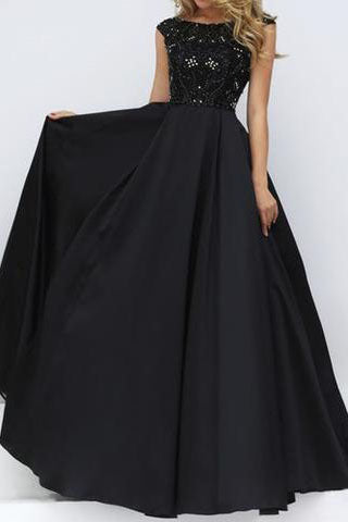 Gorgeous New Cap Sleeves Black Long Quinceanera Dress