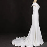 Mermaid V-Neck Ivory Wedding Dress Satin Unique Long Wedding Gowns W1141