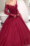 Charming Gowns Long Sleeve Tulle Long Prom Dress Evening Dress