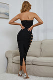 Chic Black Strapless Sleeveless Zipper Back Midi Homecoming Dresses  Prom Dresses