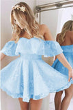 A Line Off the Shoulder Sweetheart Homecoming Dresses H1076