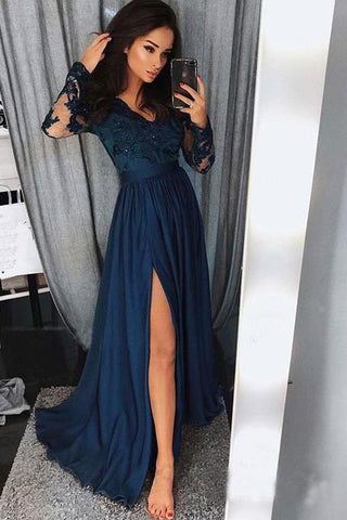 products/A_line_Navy_Blue_Long_Sleeve_Sweetheart_Prom_Dresses_Slit_Long_Evening_Dresses_PW525-2.jpg