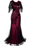 Classy Scoop Neckline Long Black Sequin Lace Prom Dresses