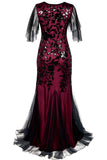 Classy Scoop Neckline Long Black Sequin Lace Prom Dresses