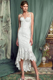 Elegant Lace Off White Sheath Prom Dresses, Lace Simple Wedding Dresses P1167