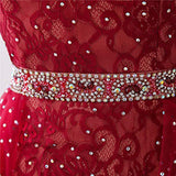 Burgundy Short Lace Beaded Halter Backless Evening Prom Dress Homecoming Dress H1173