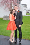 Cute Red A Line Satin V-Neck Straps Short Prom Dress Hoco Dress H1221