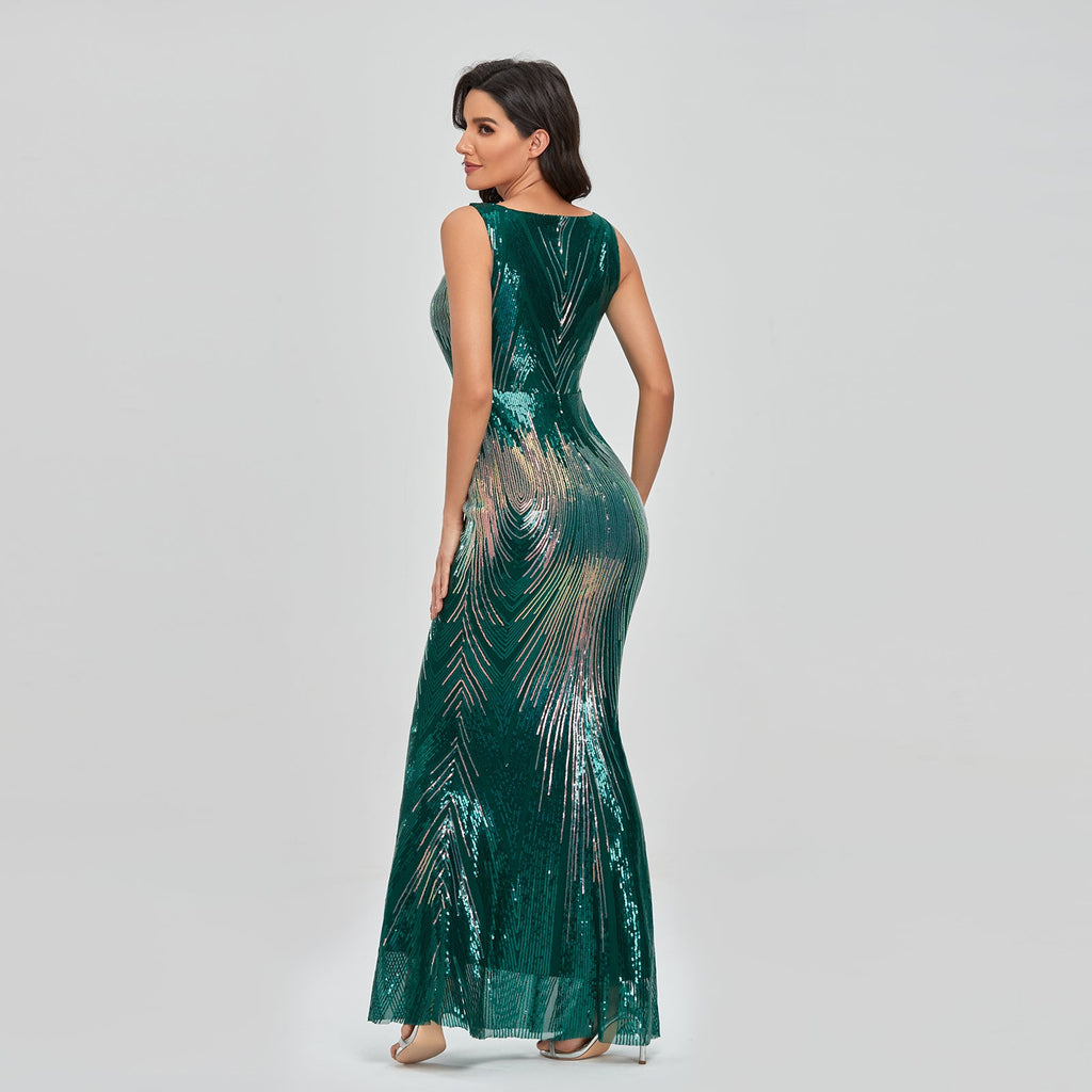 Sequin Shiny Mermaid Long Zipper Back Prom Dresses Party Dresses