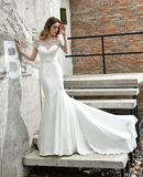 Elegant Mermaid Off The Shoulder Sequins Silk Like Satin Wedding Dress WH50381
