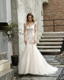 Sheath Sleeveless Appliques Tulle Wedding Dress WH35396