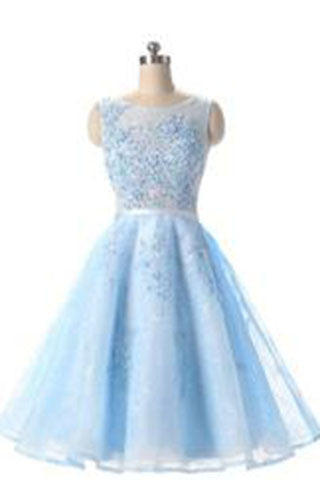 Charming Elegant Light Blue Tulle Short Homecoming Dress Prom Dress