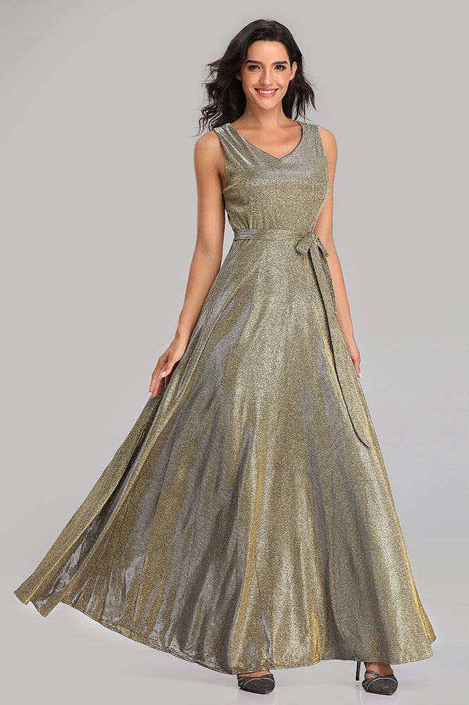 Sparkle V-Neck Straps Long Belt Prom Dresses Affordable Formal Evening Gowns XU90818