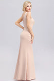 Elegant V-Neck Floral Lace Pink Evening Dress Satin Prom Dress P1186