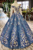Gorgeous Ball Gown Sheer Neck Long Sleeves Lace up Sequins Appliques Quinceanera Dresses PW970