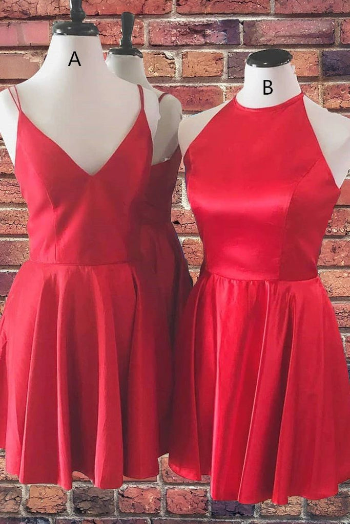 A Line Red Short Homecoming Dresses
