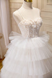 A-line Sweetheart Straps Cupcake Prom Dress with Beads LJ0554