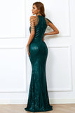 Halter Mermaid Sequins with Tassel Floor Length Prom Dress