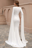 Mermaid Prom Dress Elegant Long Sleeve Sweep Train Evening Dress