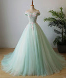 Stunning Off the Shoulder Ball Gown Quinceanera Dresses Tulle 3D Flowers Prom Dresses P1142