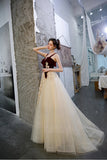 Elegant A Line Straps Sleeveless Party Dresses with Appliques Long Prom Dresses P1570